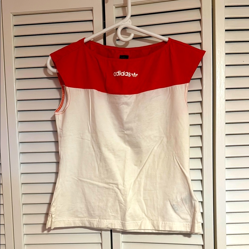Adidas Red and White Top